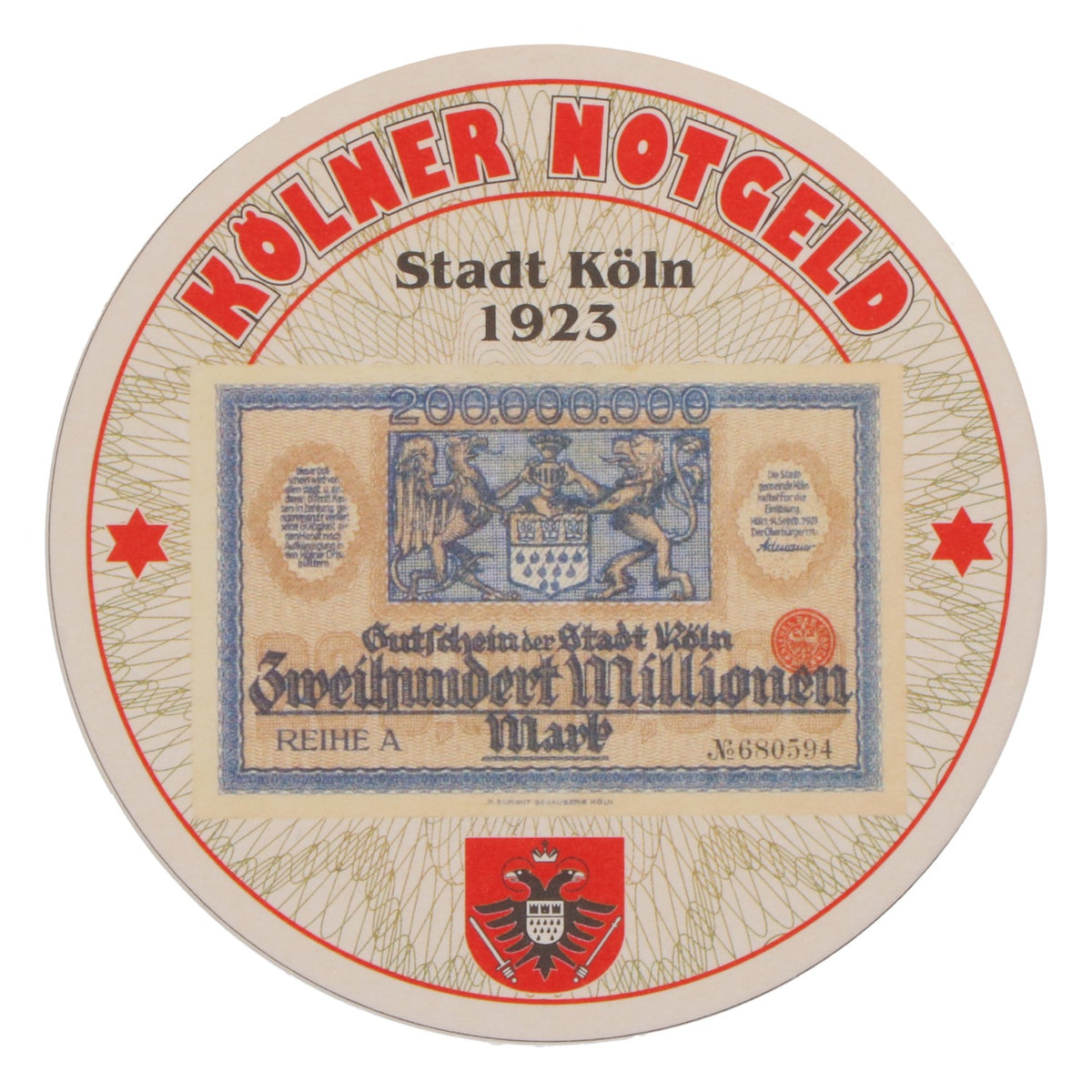 80x Reissdorf beer coasters "Cologne emergency money" Two hundred million marks – View 3