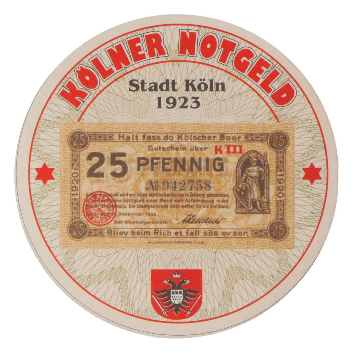 80x Reissdorf beer coaster "Cologne emergency money" 25 pfennig – View 3