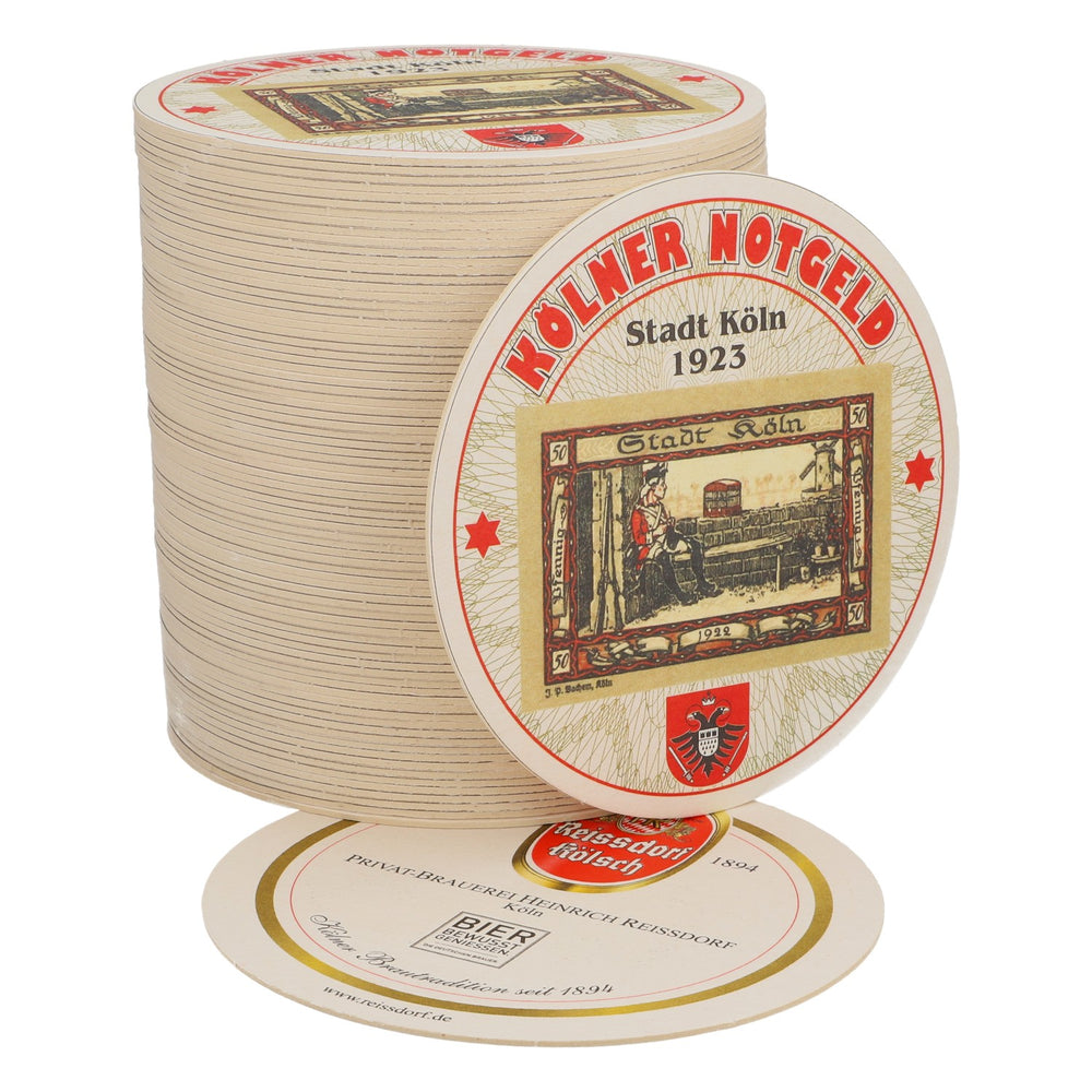 80x Reissdorf beer coaster "Cologne emergency money" 50 pfennig V2