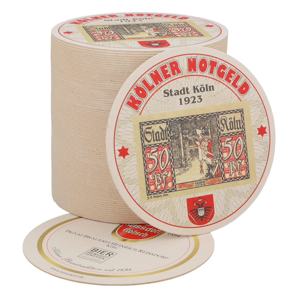 80x Reissdorf beer coaster "Cologne emergency money" 50 pfennig V4