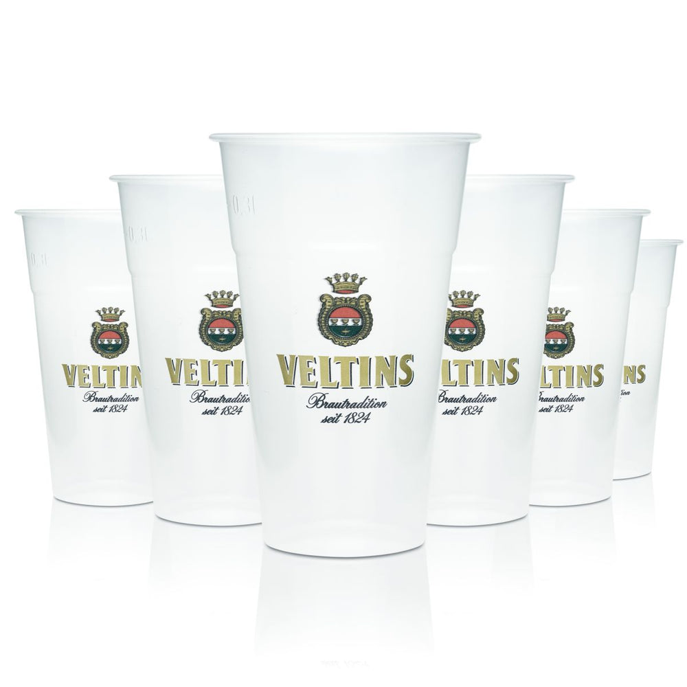 80x Veltins beer glass 0.3l plastic disposable beer cup plastic cup
