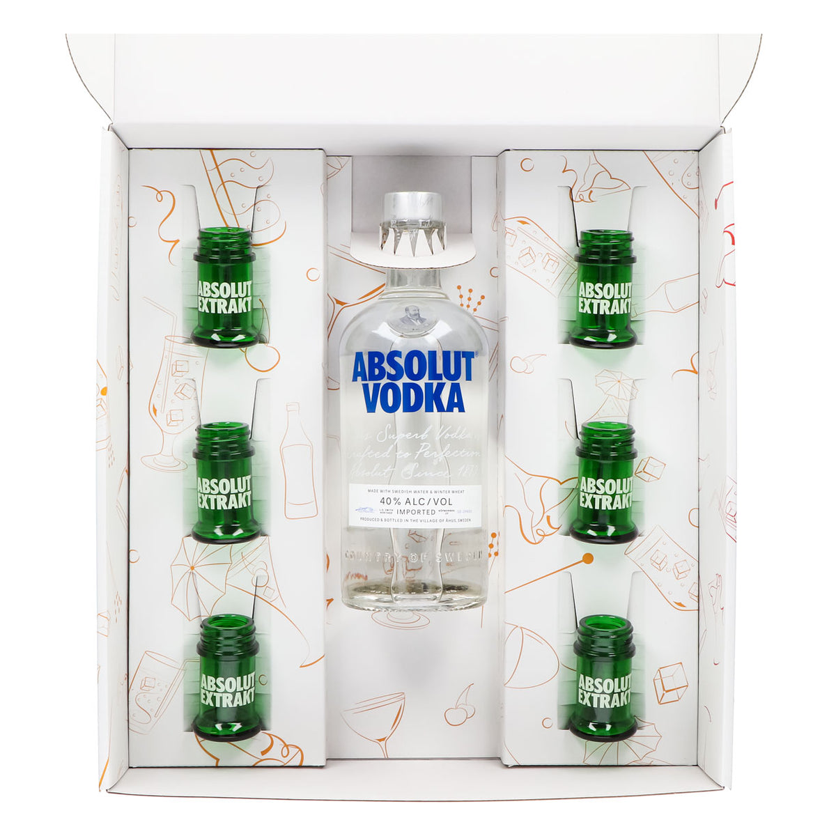 Absolut Vodka Geschenkset 0,7l Flasche 40 % Vol. + Shotgläser Extrakt–weiß – Ansicht 4