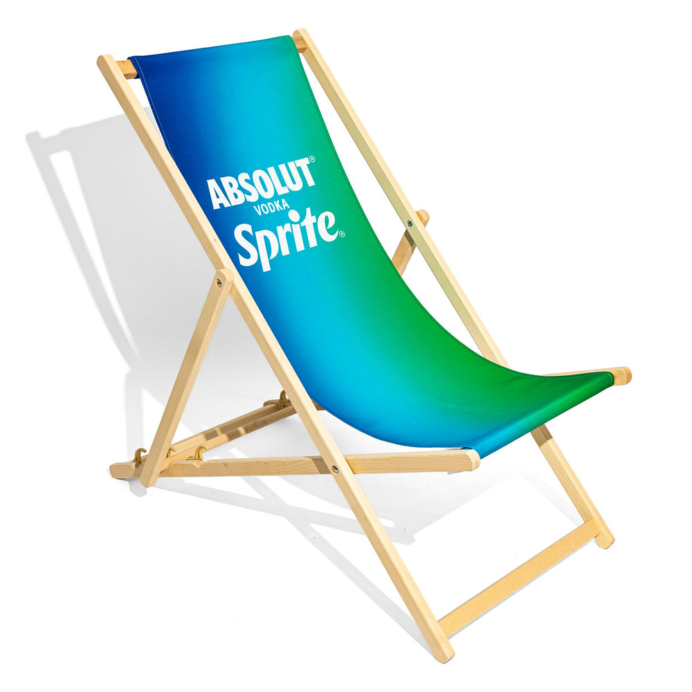 Absolut Vodka Deck Chair Beach Chair "Absolut Sprite" Beech Wood