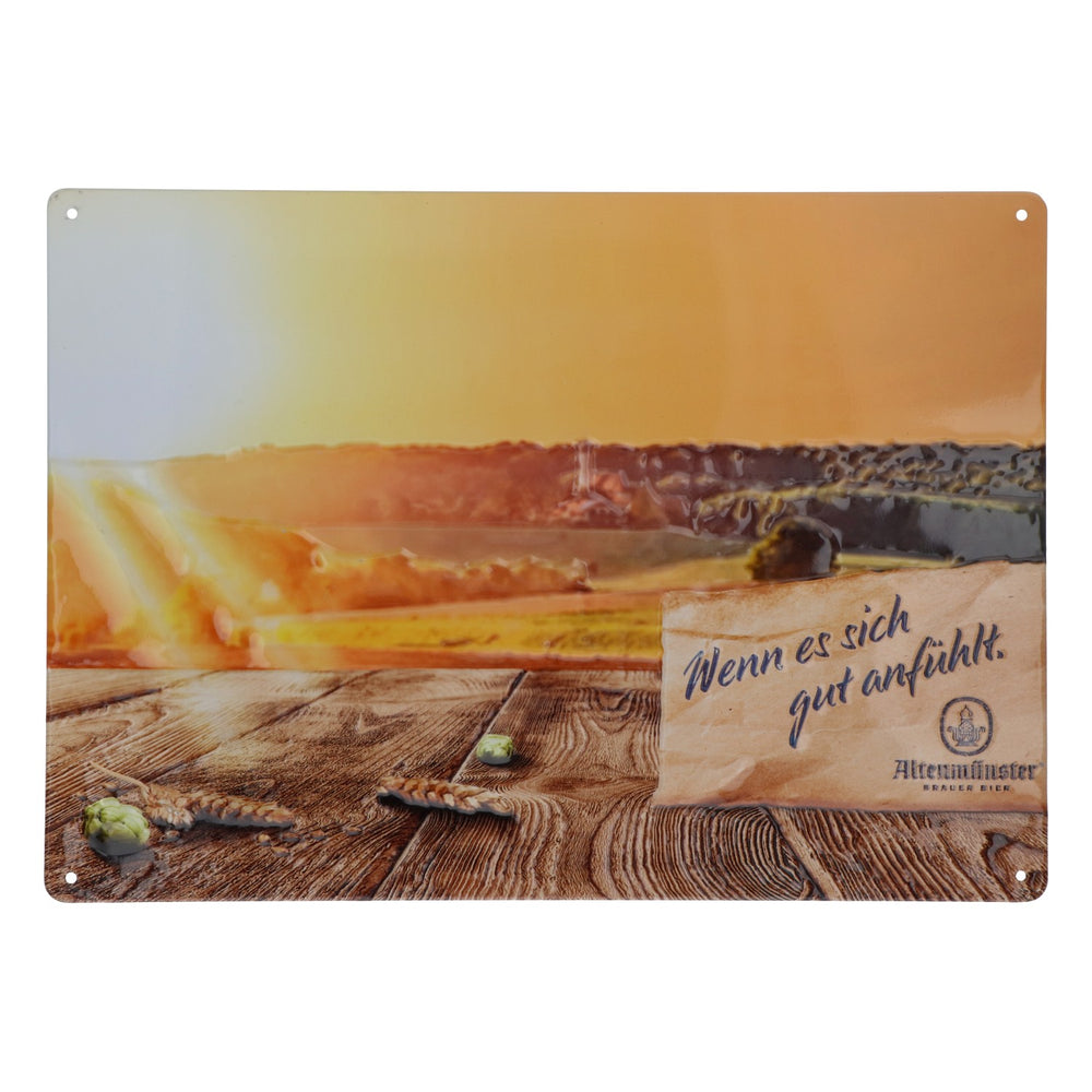 Altenmünster Beer Magnet Tin Sign Advertising Sign with Two Magnets Bottles