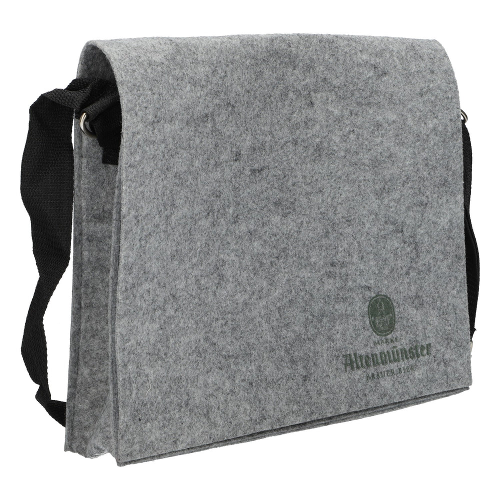 Altenmünster Beer Bag, Felt, Gray with Green Logo, Shoulder Bag