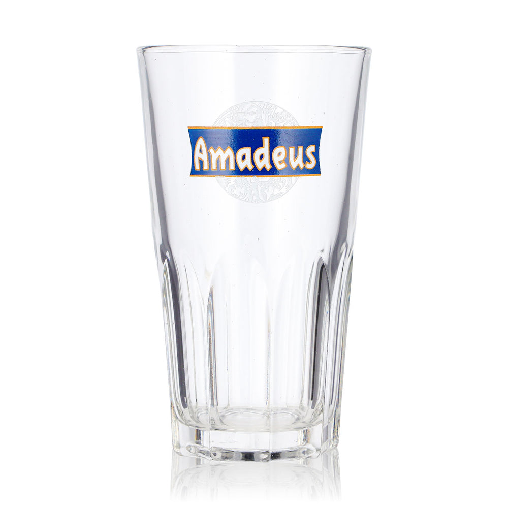 Amadeus Beer Glass 0.25 L Tumbler Beer Mug with Blue Logo, Old Fashioned Whiskey Glass