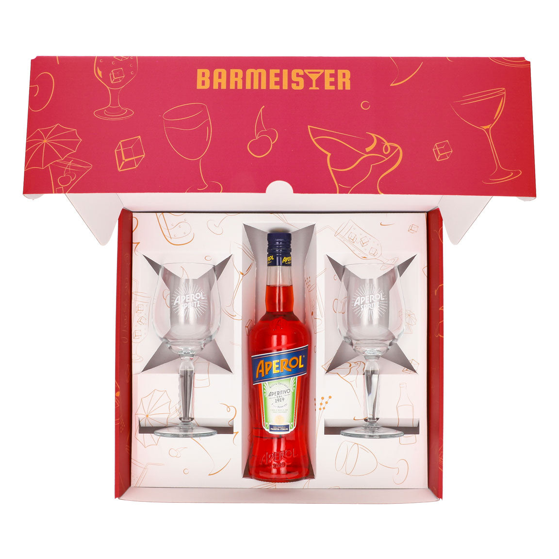 Aperol Spritz Geschenkset 0,7l Flasche 11 % Vol. + Signature Spritz Gläser–Pink – Ansicht 4