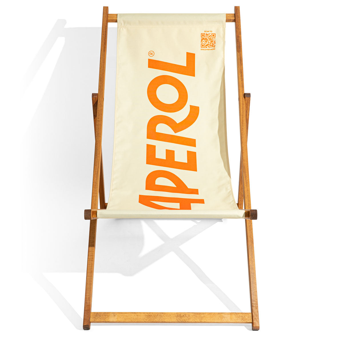 Aperol Spritz Deck Chair Beach Chair Patio Chair White Wood Frame Lettering Liqueur – View 2