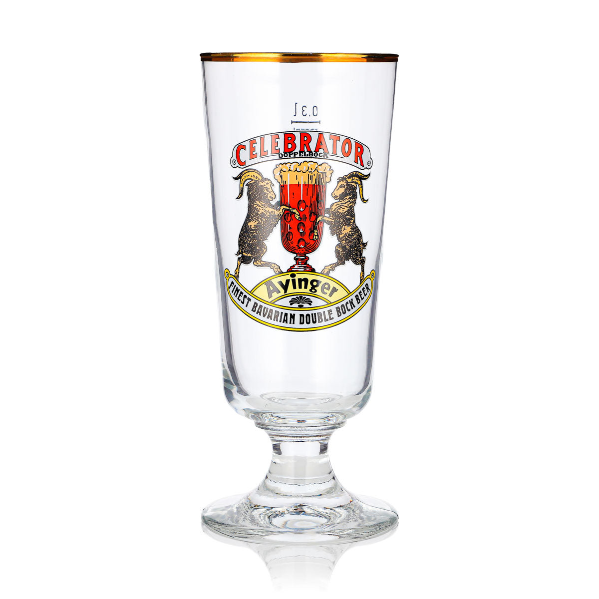 Ayinger Beer Glass 0.3 L Goblet with Gold Rim, Celebrator Rastal