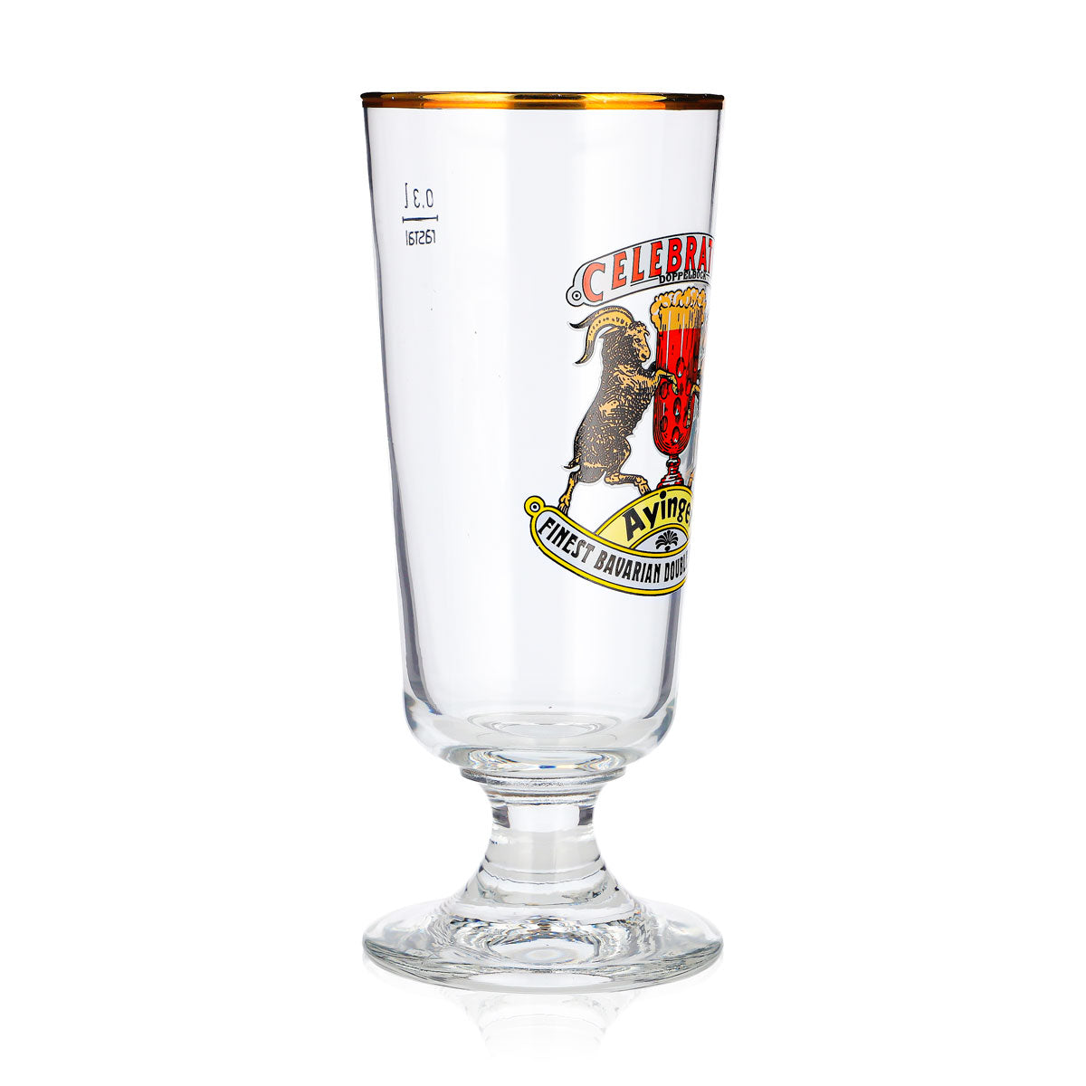 Ayinger Beer Glass 0.3 L Goblet with Gold Rim, Celebrator Rastal – View 2