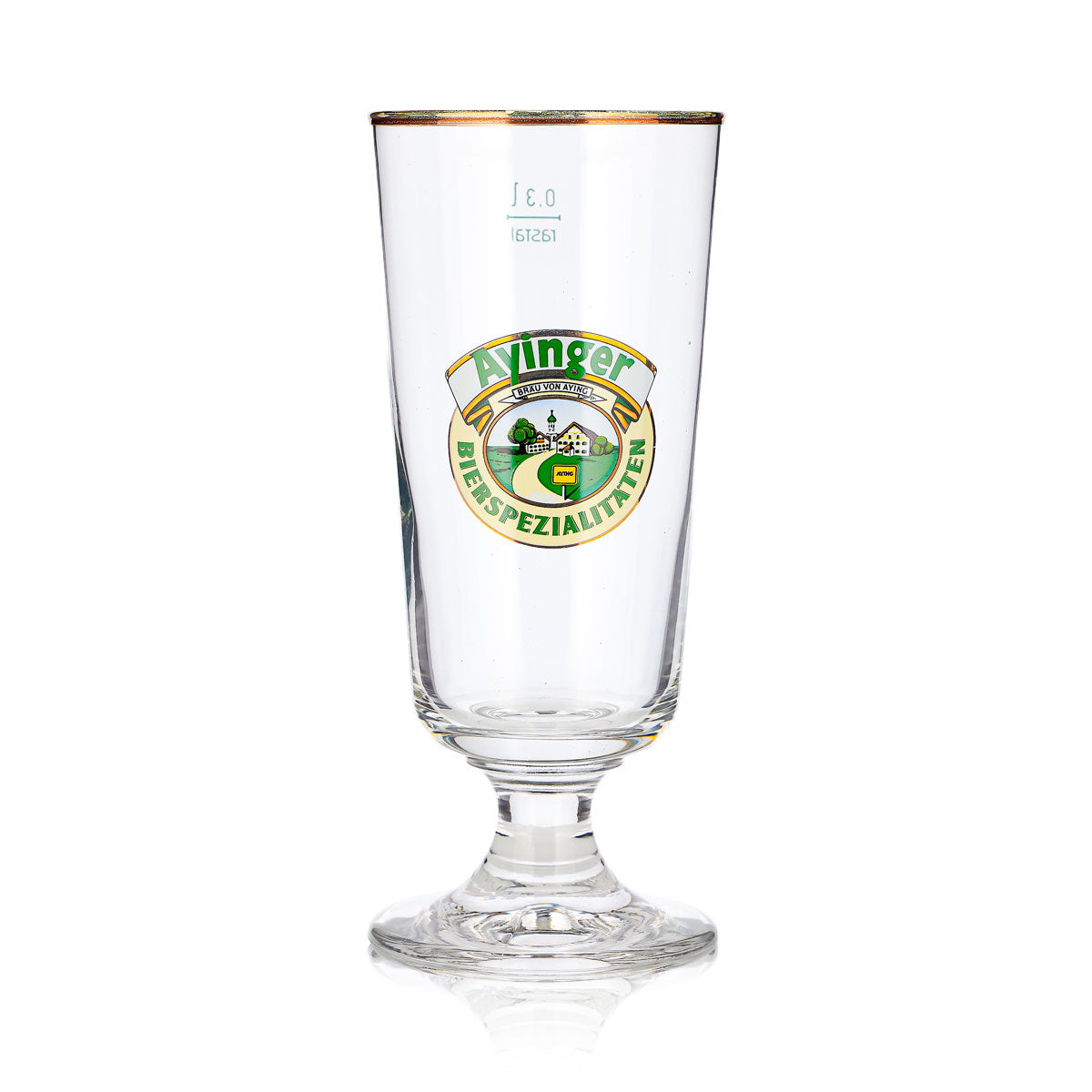 Ayinger Beer Glass, 0.3 L, Goblet, Gold Rim, Rastal – View 2