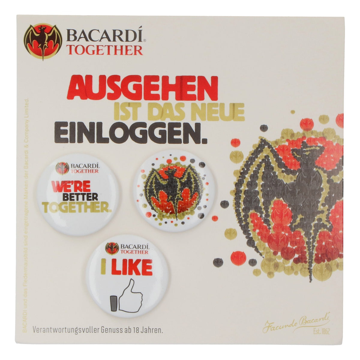 Bacardi Rum 3x Pin Badge Button Set of 3 – View 4