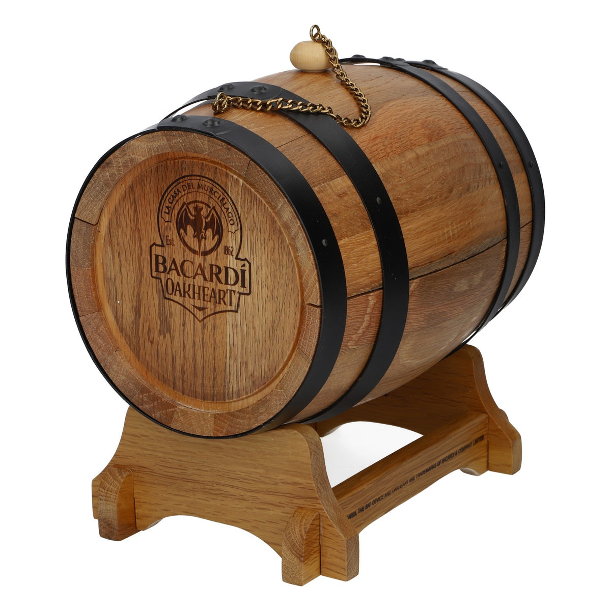 Bacardi Rum 3-Liter Oakheart Wooden Barrel Set with Stand for Filling and Pouring – View 4