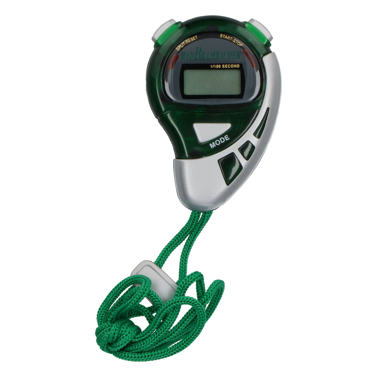 Bad Brambach Sports Stopwatch with Lanyard, Silver and Green