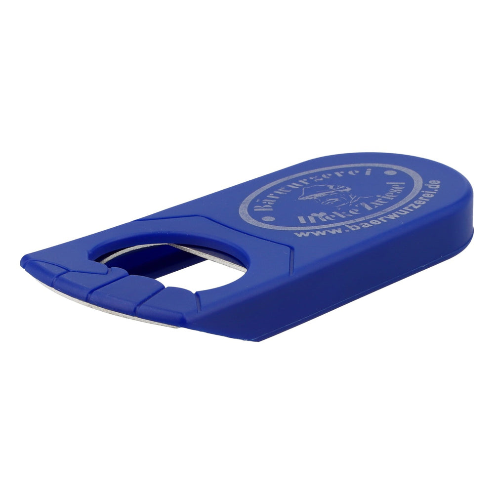 Hieke Zwiesel Liqueur Bottle Opener and Cap Lifter, Blue with Gray Logo