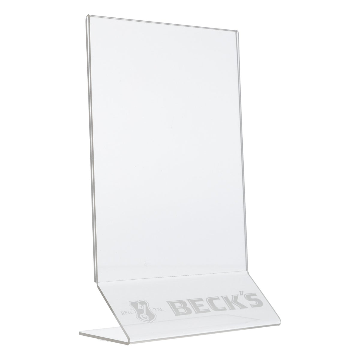 Becks Beer Menu Stand Transparent Plastic