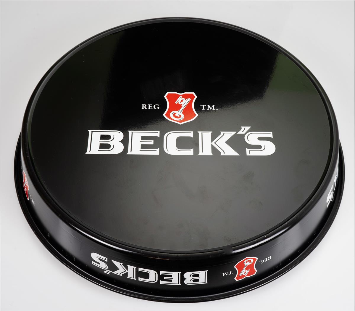 Becks Beer Tray Serving Tray Waiter's Tray Metal Green High Rim – View 2