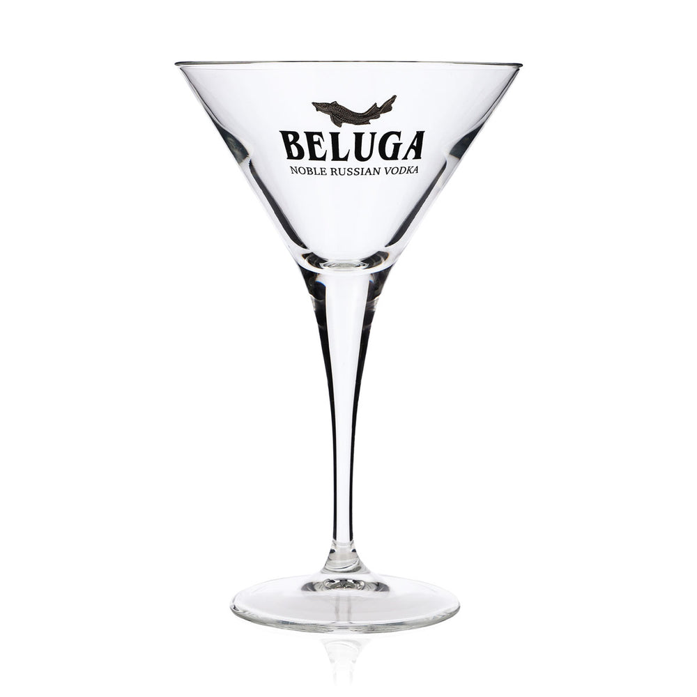 Beluga Vodka Glass / Glasses Cocktail glass with metal "fish" emblem, stainless steel