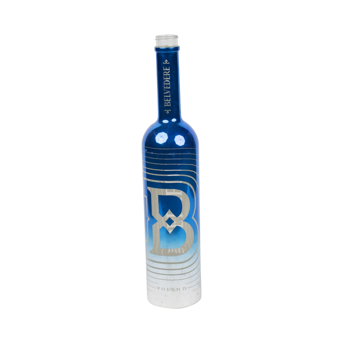 Belvedere Vodka Bottle 1.75L EMPTY LED Blue "B" Edition Used Craft Lamp – View 2