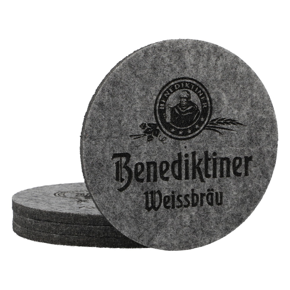 Benediktiner Beer 4-Pack Glass Coasters Felt Bar Accessories Table Protectors