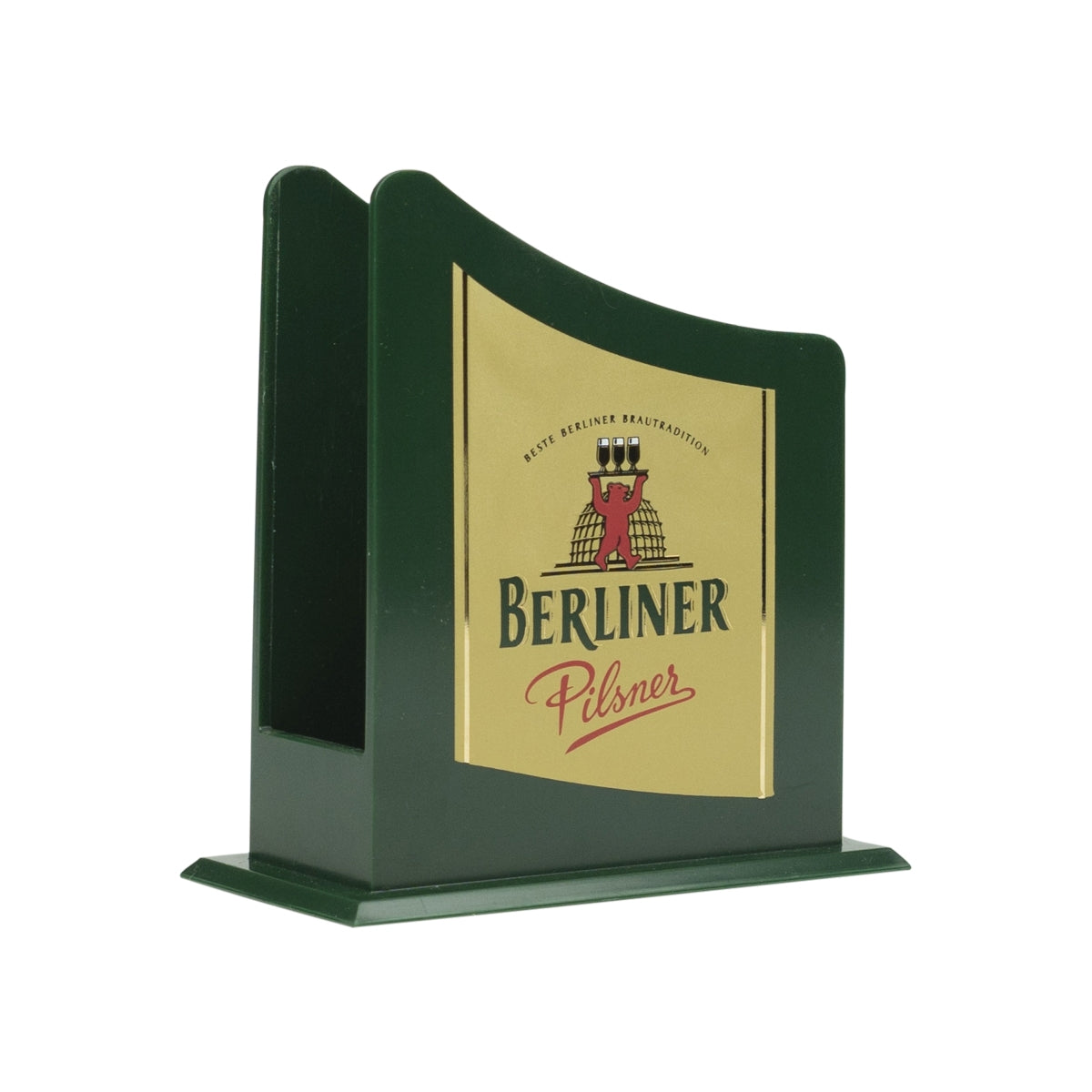 Berlin Pilsner beer coaster holder, green, table display holder, coaster