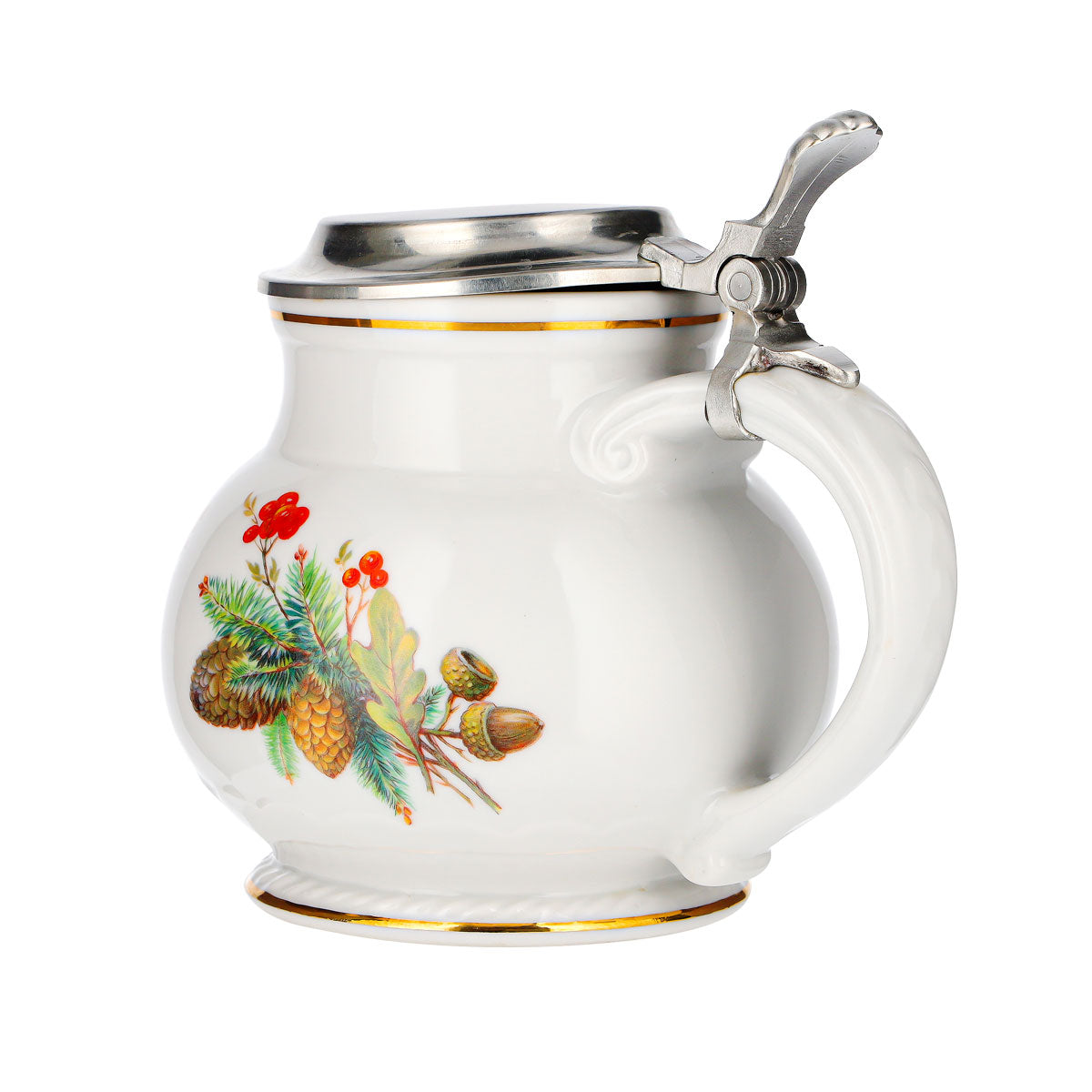 Beer Mug with Pewter Lid, Deer Motif, Ceramic, Glass, Earthenware, Collectible, Retro – View 4