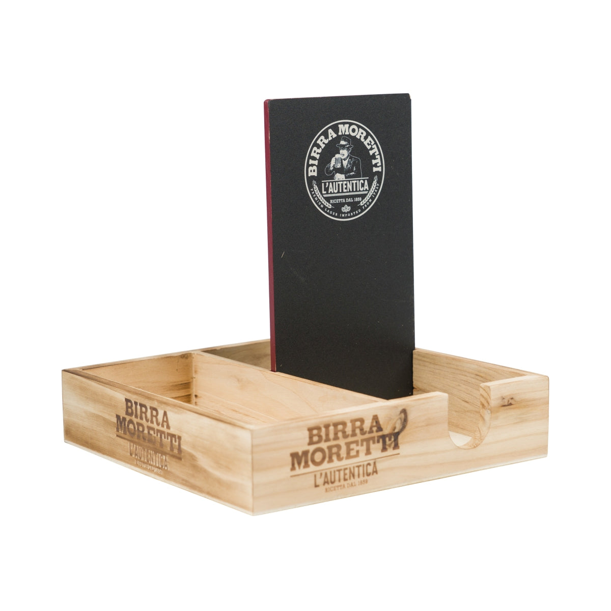 Birra Moretti Beer Table Display Barcaddy Tray Menu Gastro Wooden Board Bar