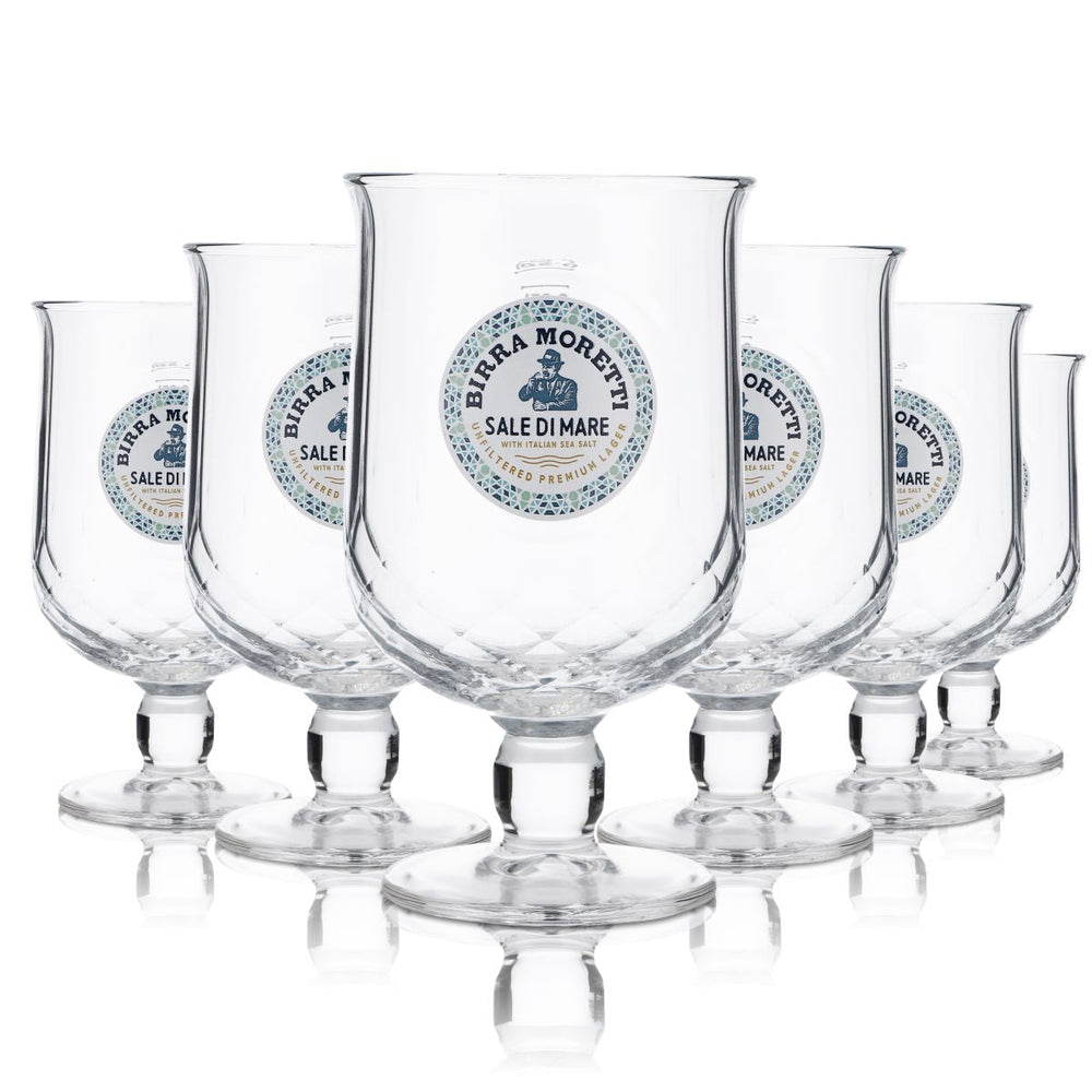 6x Birra Moretti glass 0.25l goblet mushroom tulip Sale di Mare special edition glasses set
