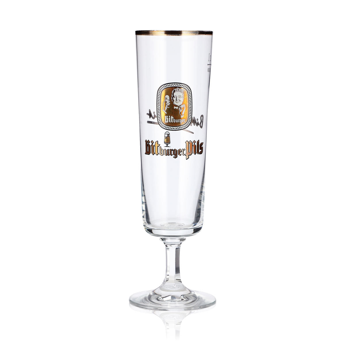 Bitburger Beer Glass, 0.2 L, Tulip-Shaped, Gold-Rimmed, Rastal Beer Glass, Goblet