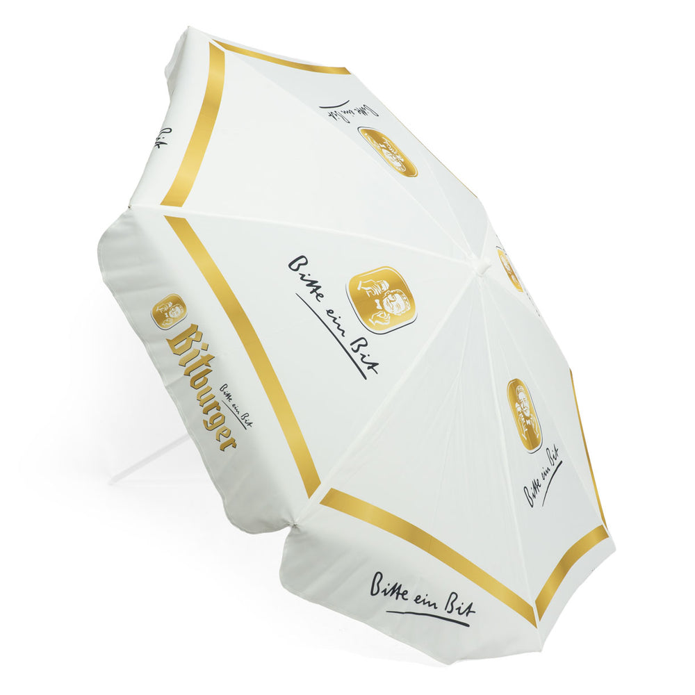 Bitburger Beer Parasol Folding Umbrella Beach Umbrella Sun Protection White 2m Ø