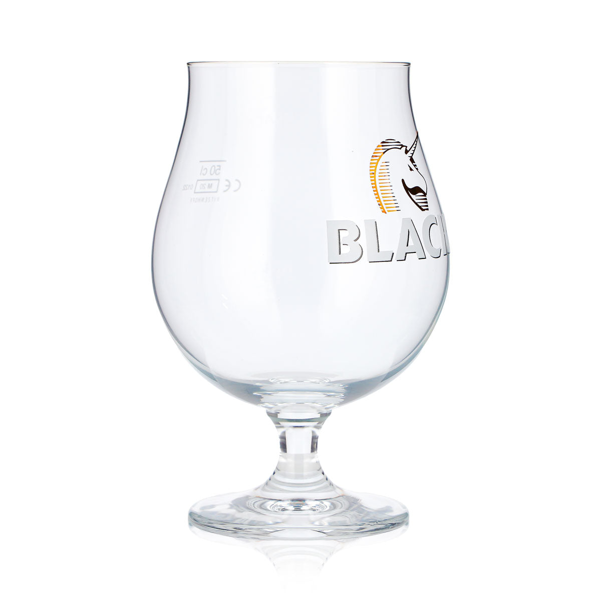 Black Beer Glass, 0.5 L, Goblet, Unicorn Logo, White Lettering, Ritzenhoff – View 2