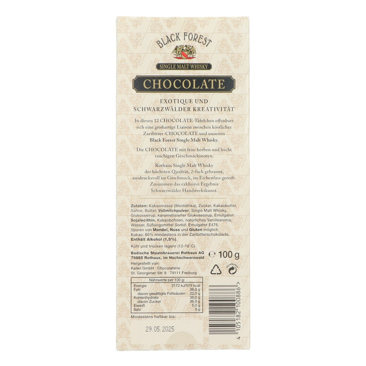 10x Black Forest Rothaus Whisky Chocolate Chocolate 100g dark 1,5%vol. alc. – View 2