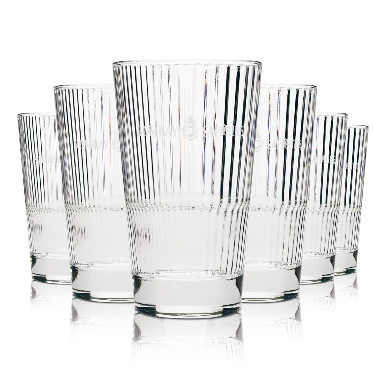Bombay Sapphire Glasses, Set of 6, 0.4 L Long Drink Glass, Timeless Relief Gin and Tonic – View 2