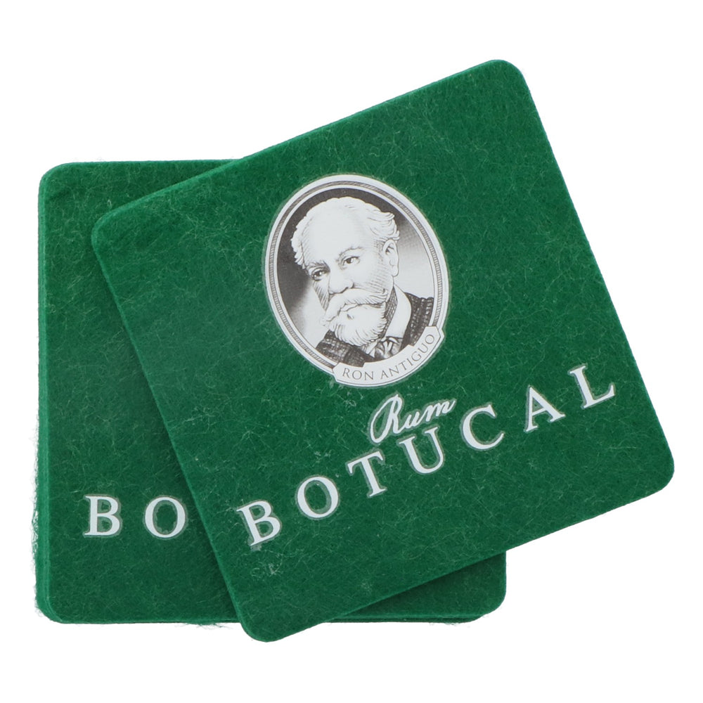 Botucal Rum Coaster Glass Coaster Green Felt Round Design