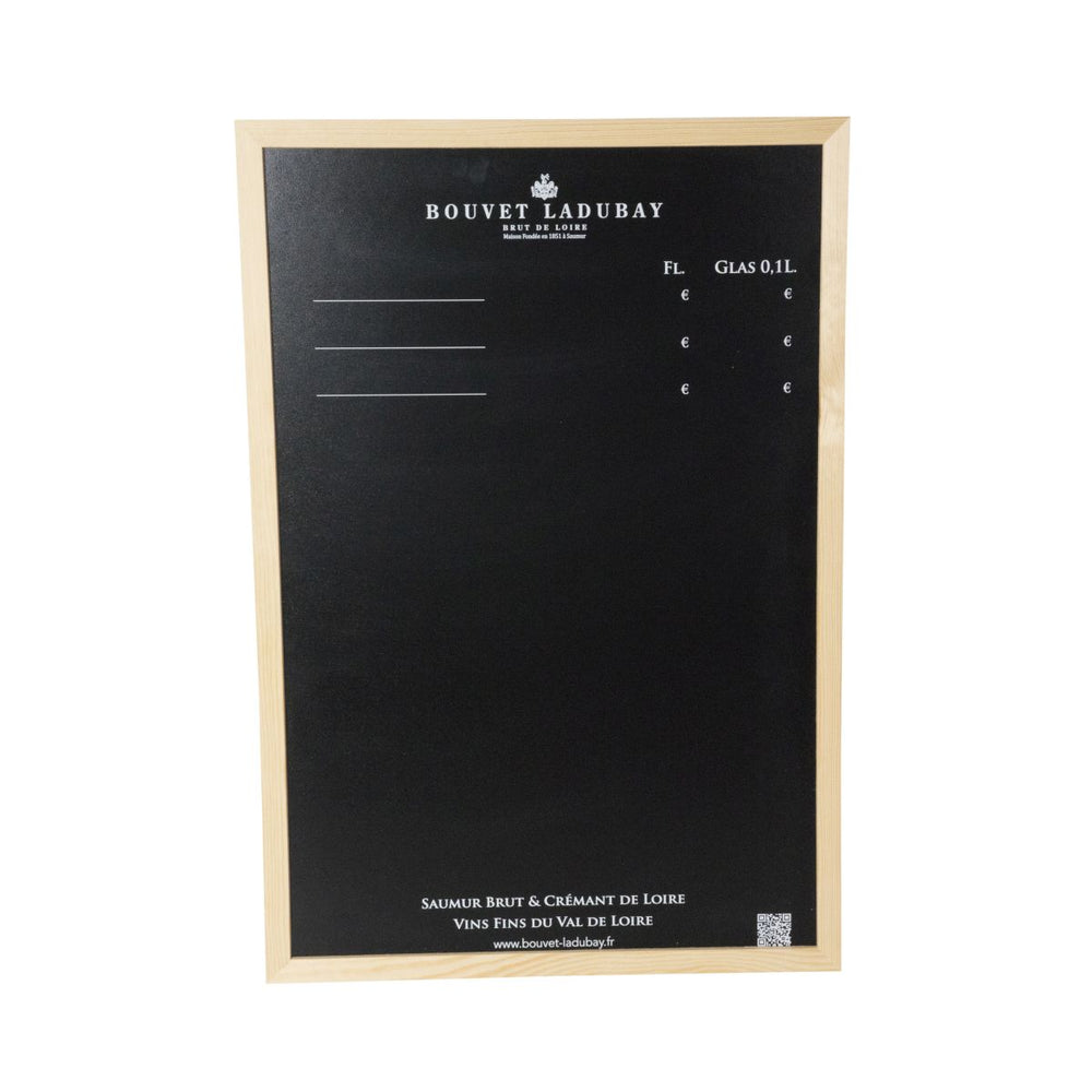 Bouvet Ladubay chalkboard 63x43cm, wooden frame Hanging advertising board for drinks