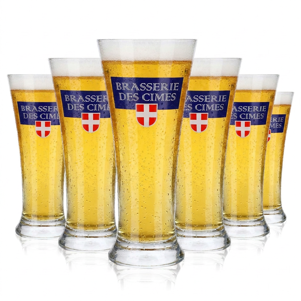 Brasserie des Cimes Beer Glasses, Set of 6, 0.25 L Beer Mugs, Calibrated, Rastal Savoy