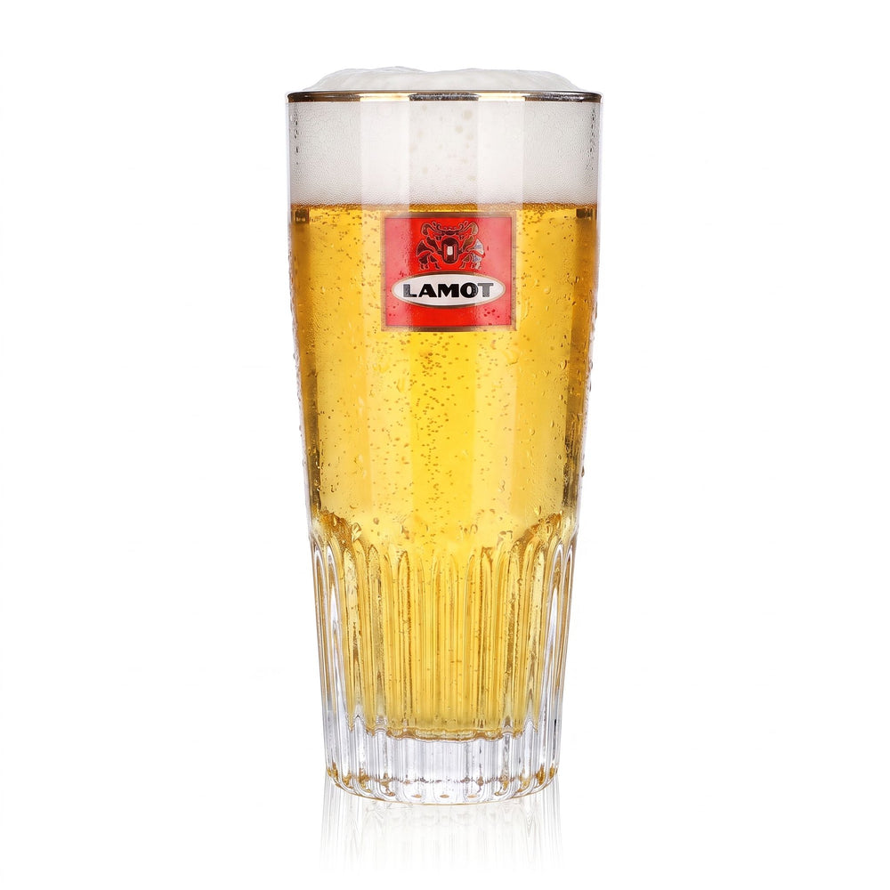 Lamot Brewery Beer Glass, 0.33 L, Kölsch, Red Logo, Gold Rim