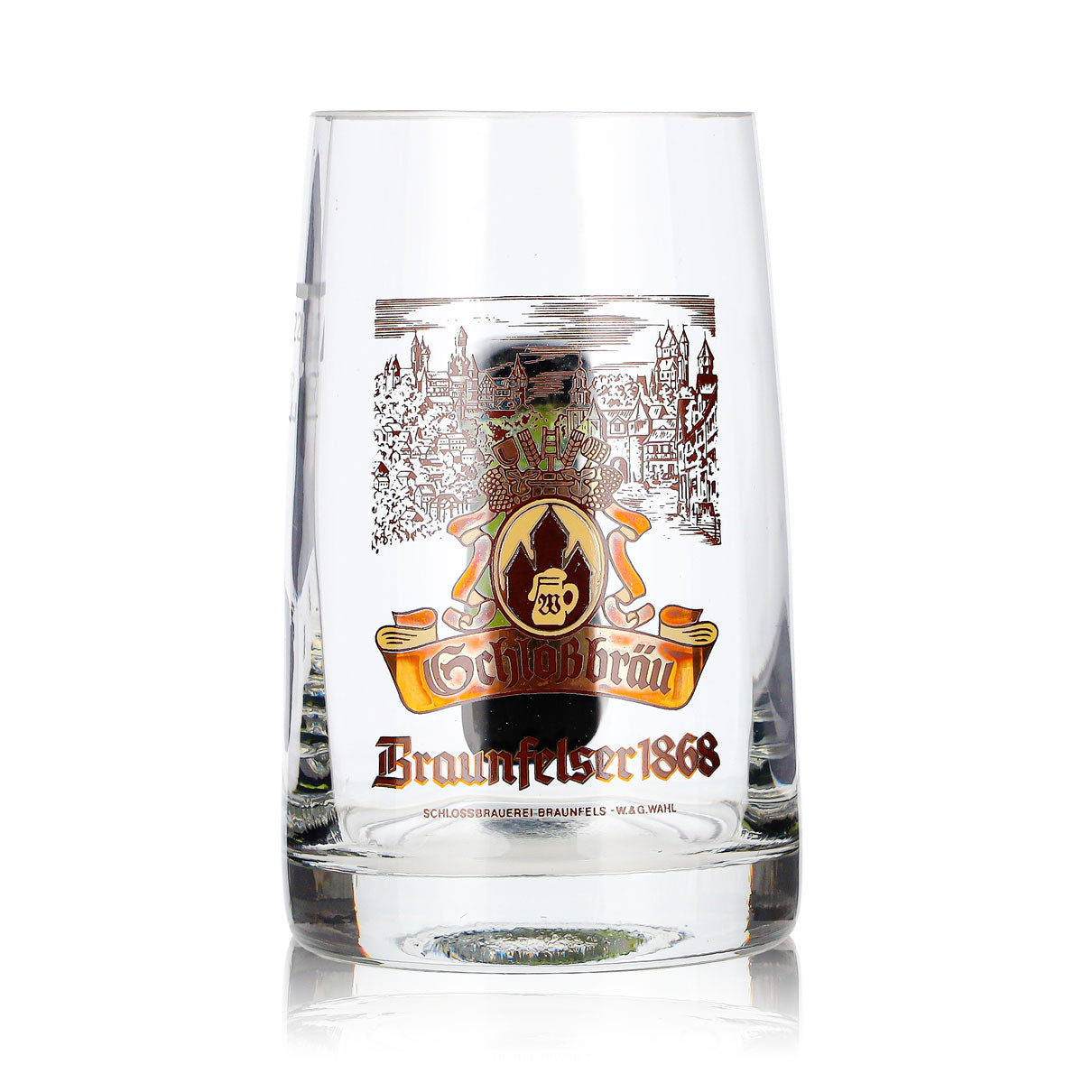Braunfels Beer Glass, 0.2 L Mug with Green Handle