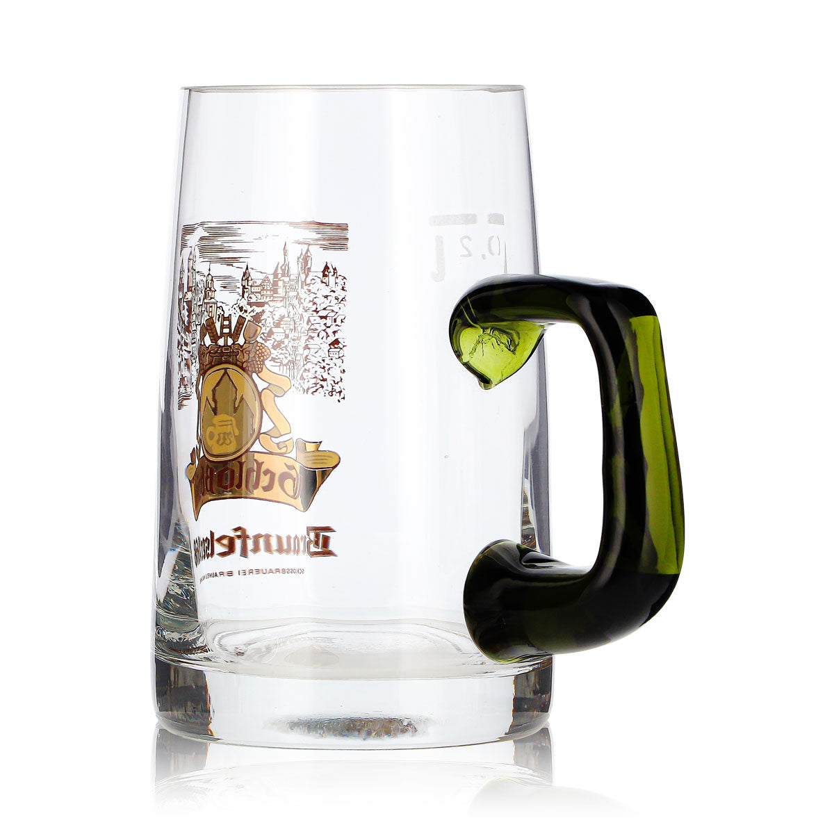 Braunfels Beer Glass, 0.2 L Mug with Green Handle – View 4