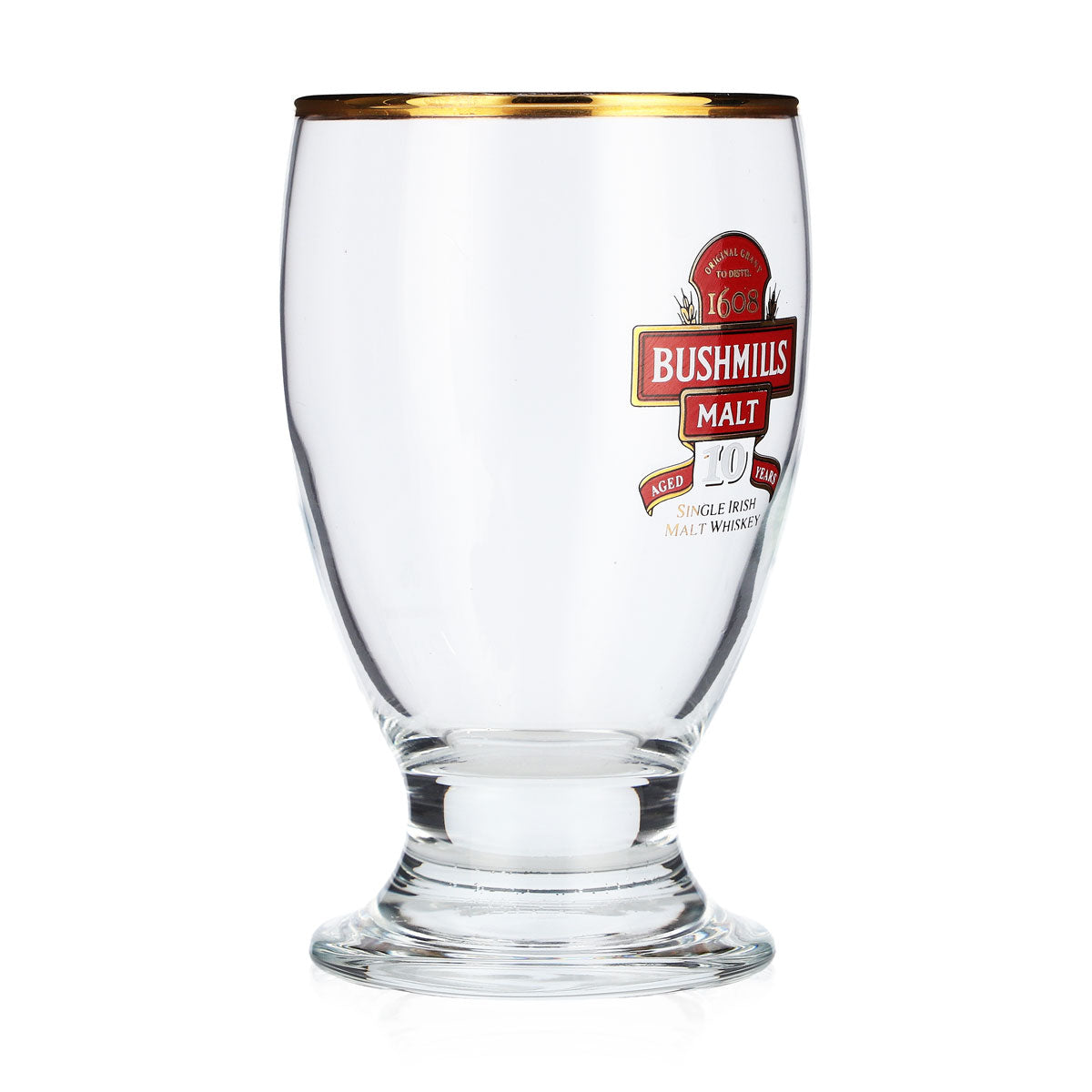 Bushmills Whiskey Glass 2cl Whiskey Glasses Red Logo Gold Rim – View 2