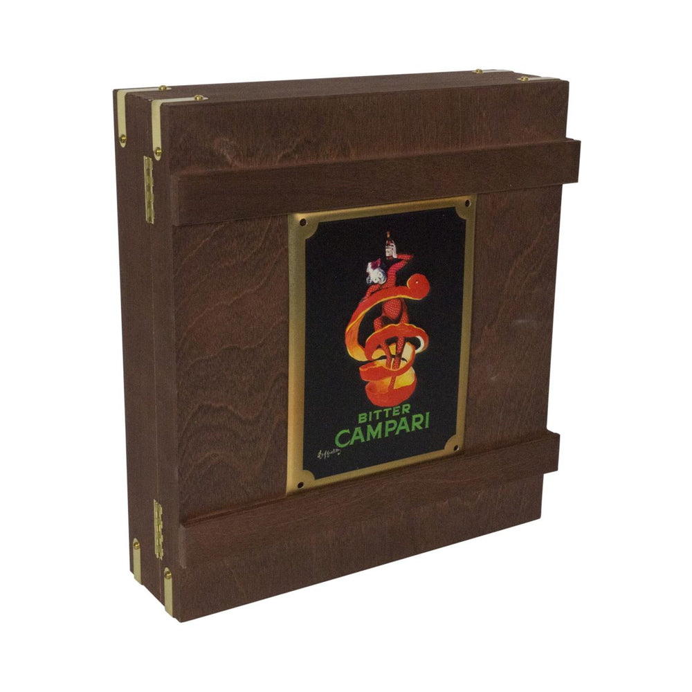 Campari wooden box Box Bitter Campari 5 compartments Newspaper pattern decorative display stand