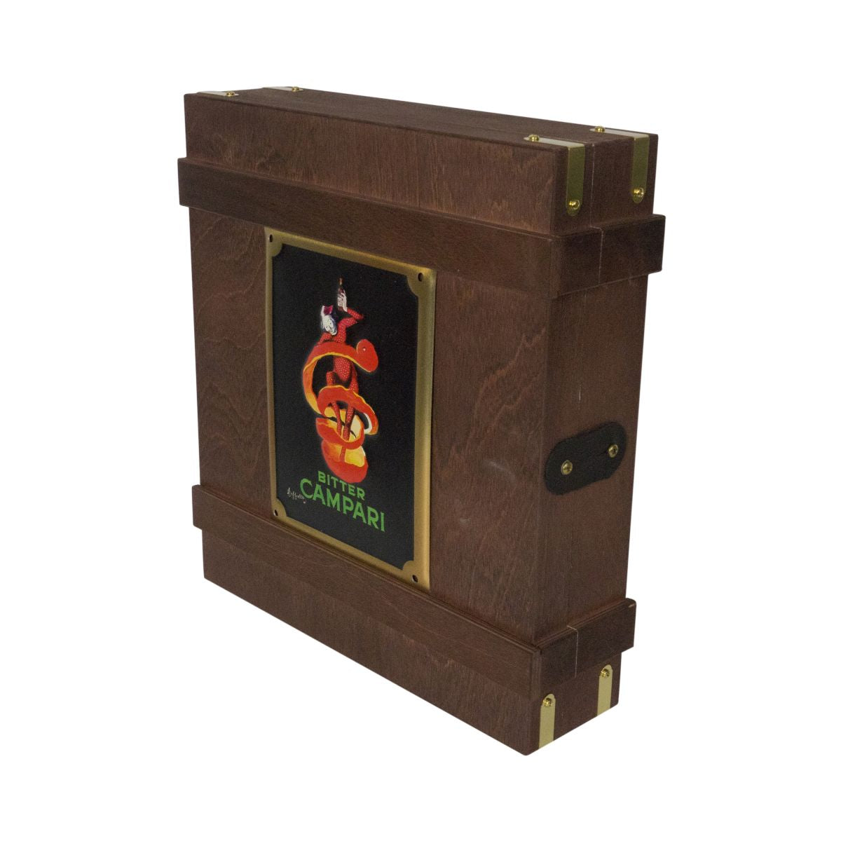 Campari wooden box Box Bitter Campari 5 compartments Newspaper pattern decorative display stand – View 2