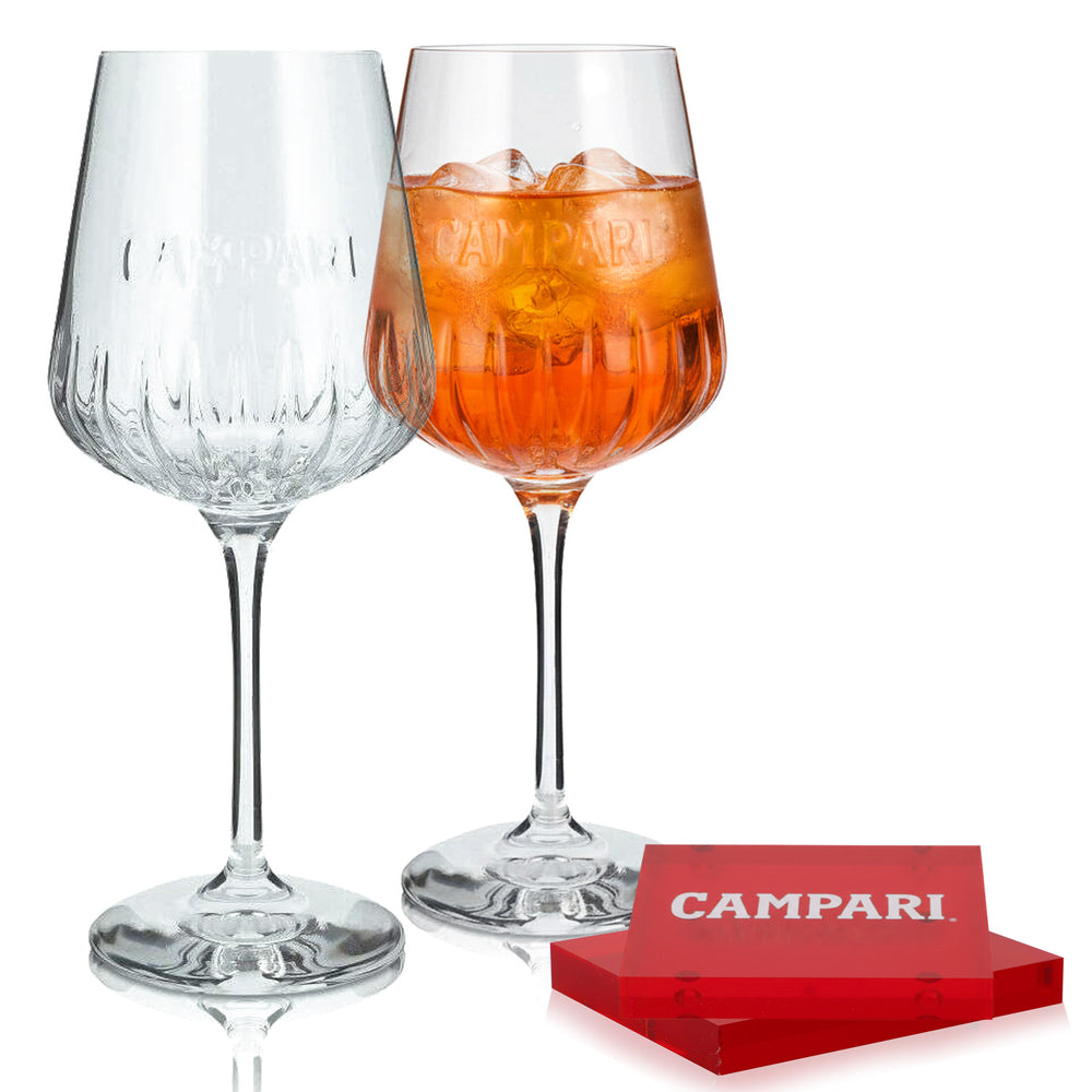Campari Liqueur Bar Bundle Set I consisting of 2x Milano wine glasses and 2x coasters