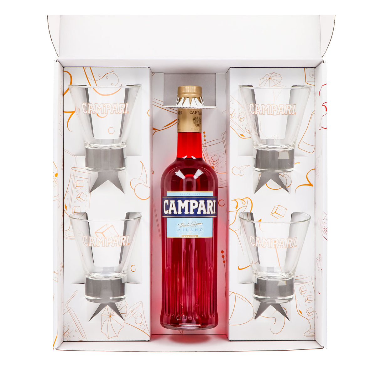 Campari Likör Geschenkset 0,7l Flasche 25 % Vol. + Tumbler–weiß – Ansicht 3