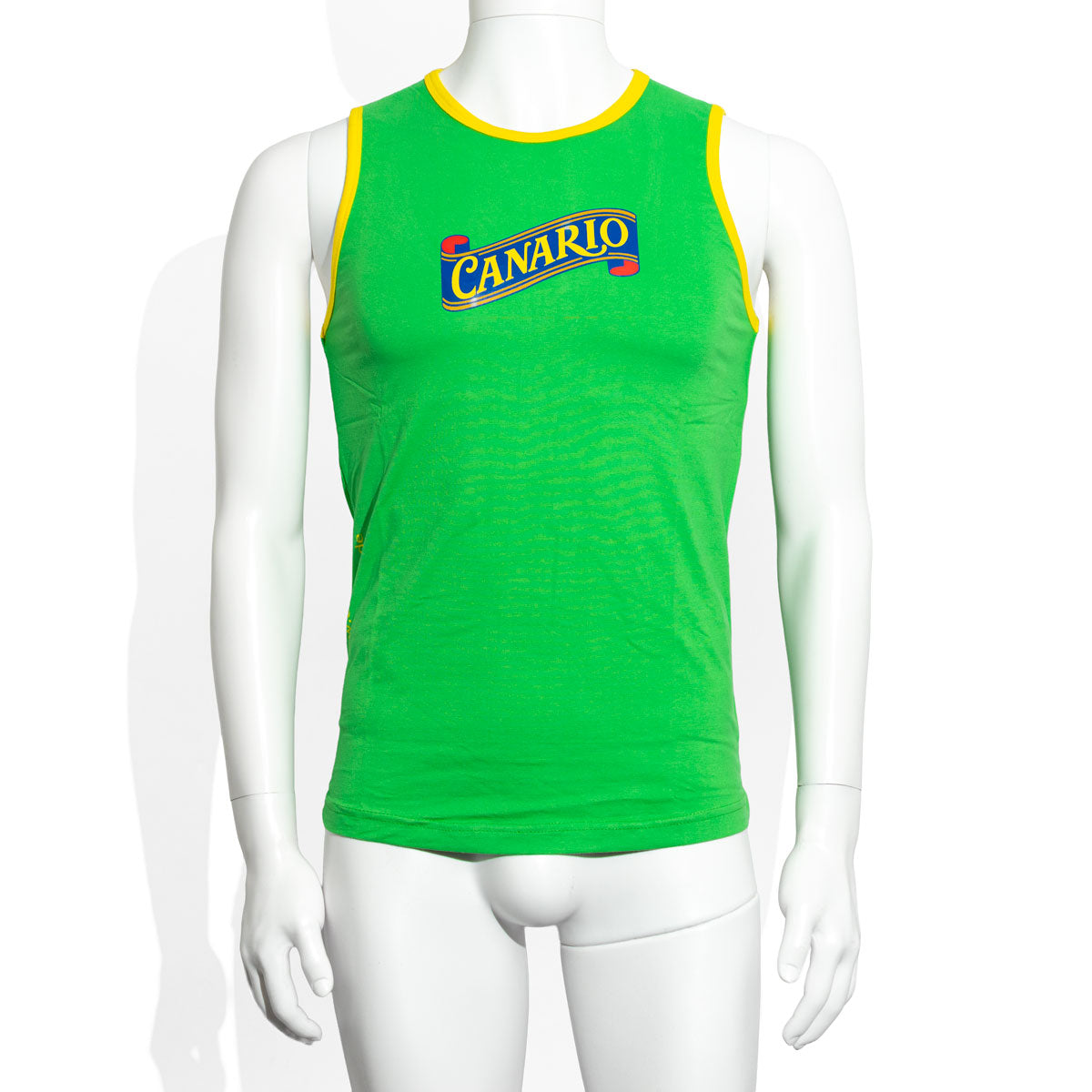 Canario Cachaca T-shirt for men, light green, round neckline, yellow trim, size M