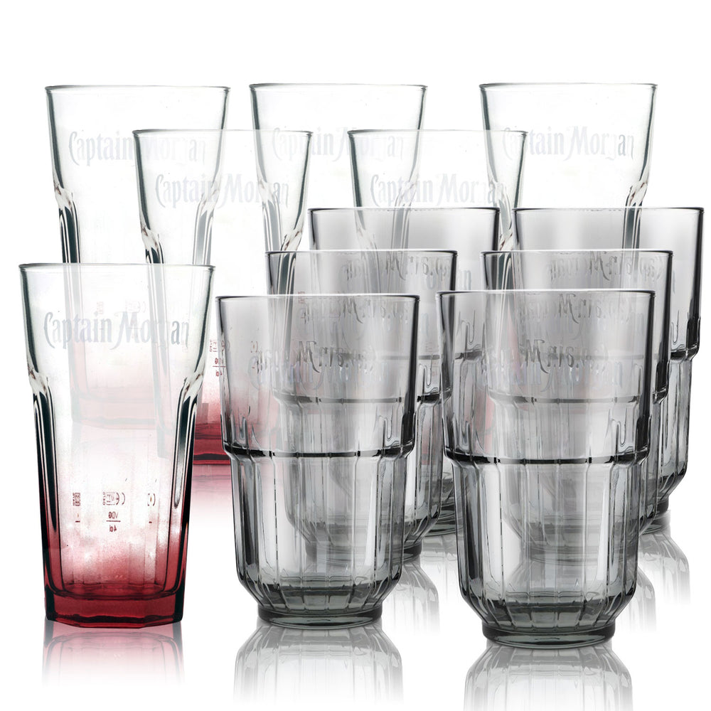 Captain Morgan Bar Bundle Set I consisting of 12 different long drink glasses
