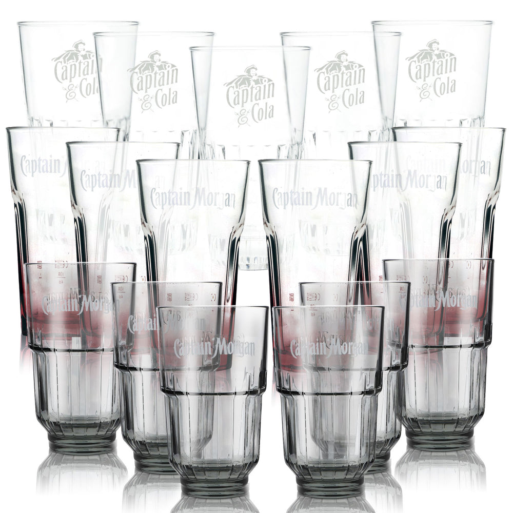Captain Morgan Bar Bundle Set II consisting of 18 different long drink glasses