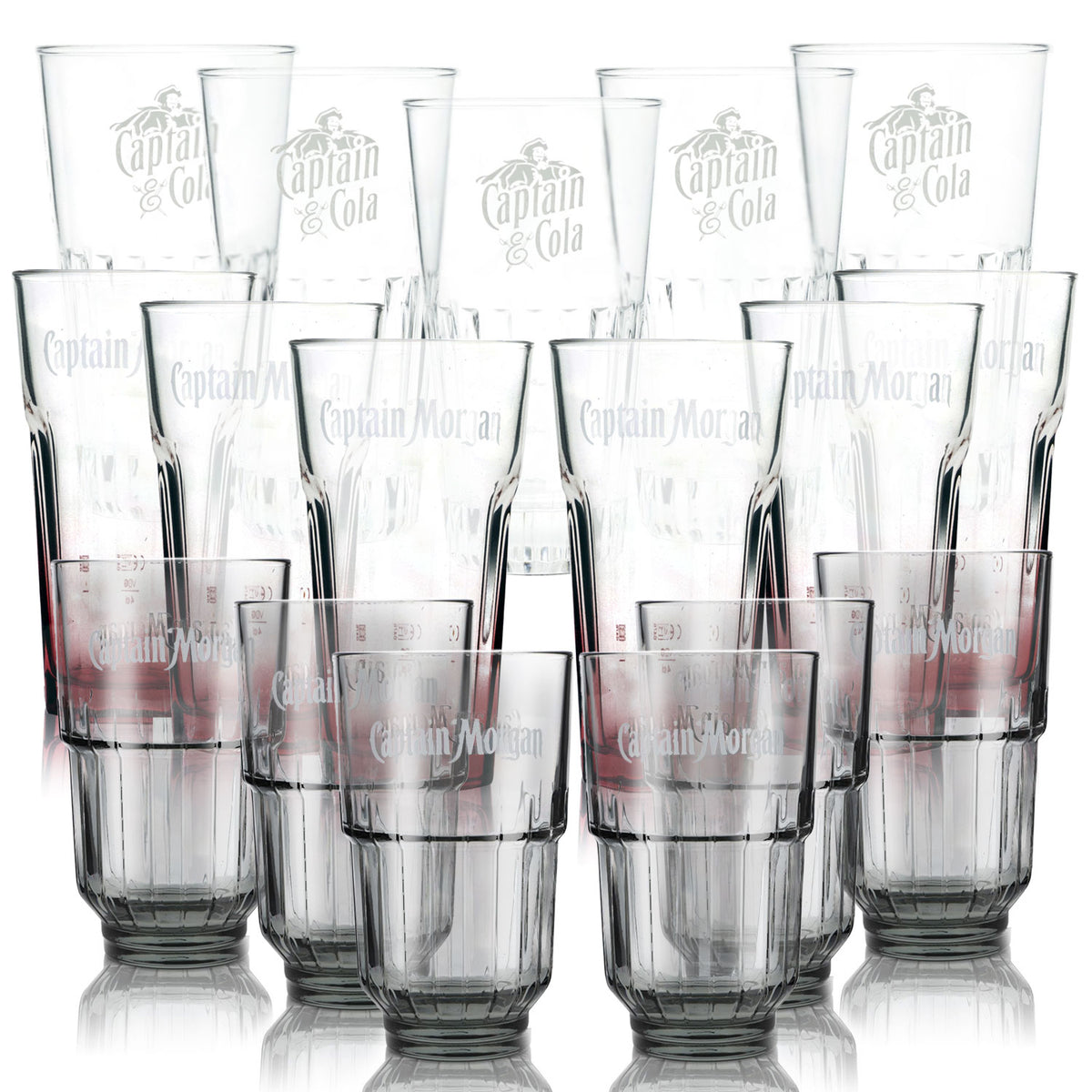 Captain Morgan Bar Bundle Set II consisting of 18 different long drink glasses