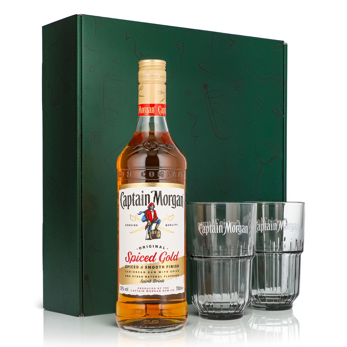 Captain Morgan gift sets green long drink glass relief