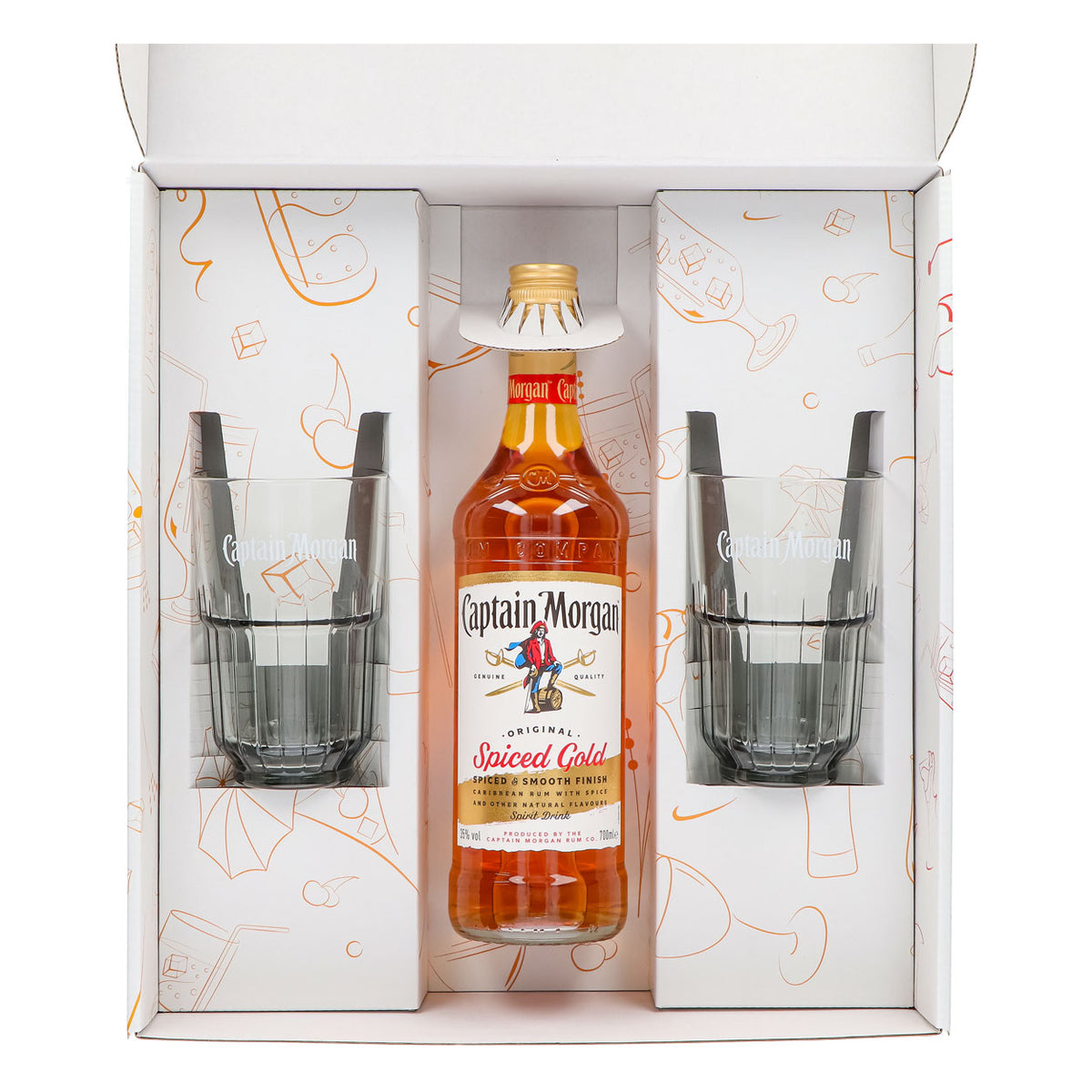 Captain Morgan gift sets, white long drink glass with relief – View 3